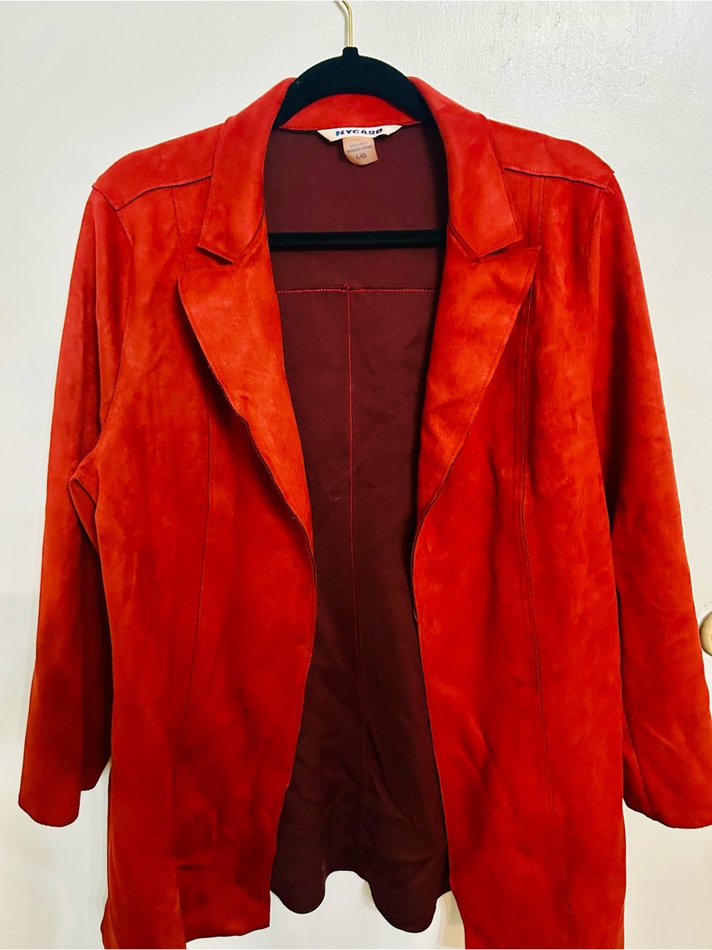 Peter Nygard Vibrant Red Suede Open-Front Blazer